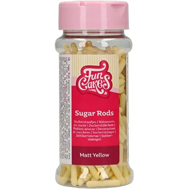 funcakes-matte-sugar-rods-xl-gelb-70-g-lange-kuchenstreusel image 1