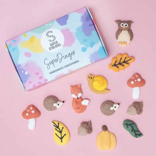 super-streusel-superdinger-waldwichtel-handgemachte-zuckerfiguren-herbstdesign image 1