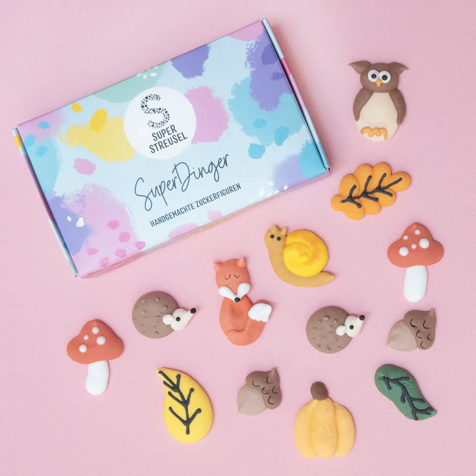 super-streusel-superdinger-waldwichtel-handgemachte-zuckerfiguren-herbstdesign image 1