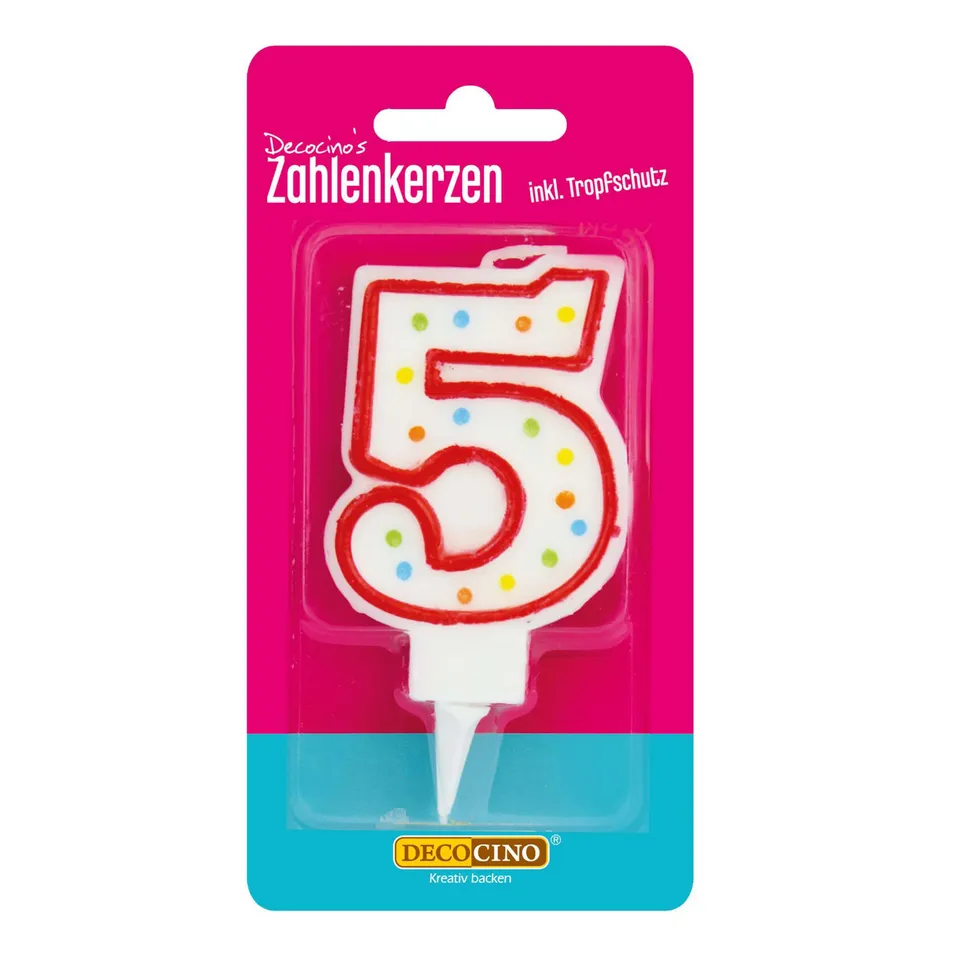 decocino-zahlenkerze-5-geburtstagskerze-bunt-mit-punkten image 1