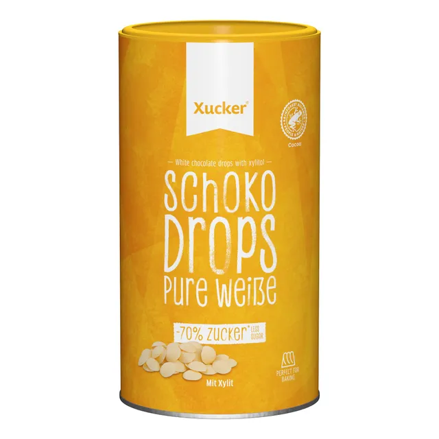 xucker-schoko-drops-wei-e-schokolade-750-g-mit-xylit-min-35-kakaoanteil image 1