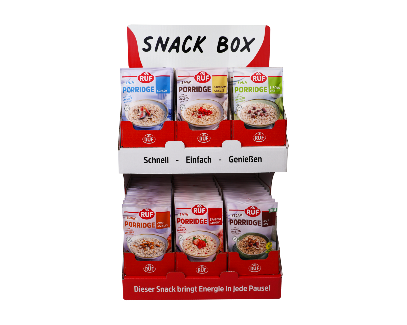 ruf-snack-box-starter-set-classic-porridge-display-box-mit-78-portionen-in-6-sor image 1