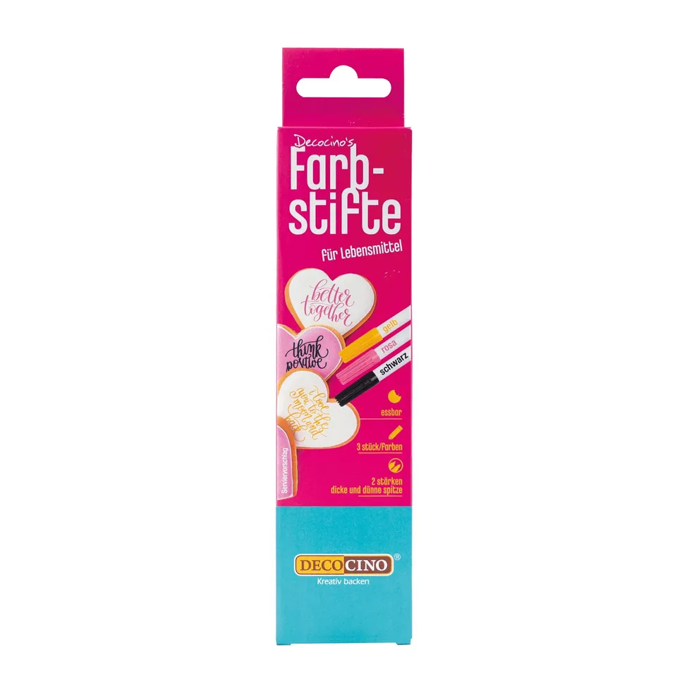 decocino-lebensmittelfarbstifte-3-tlg-schwarz-rosa-gelb-mit-doppelspitze image 1