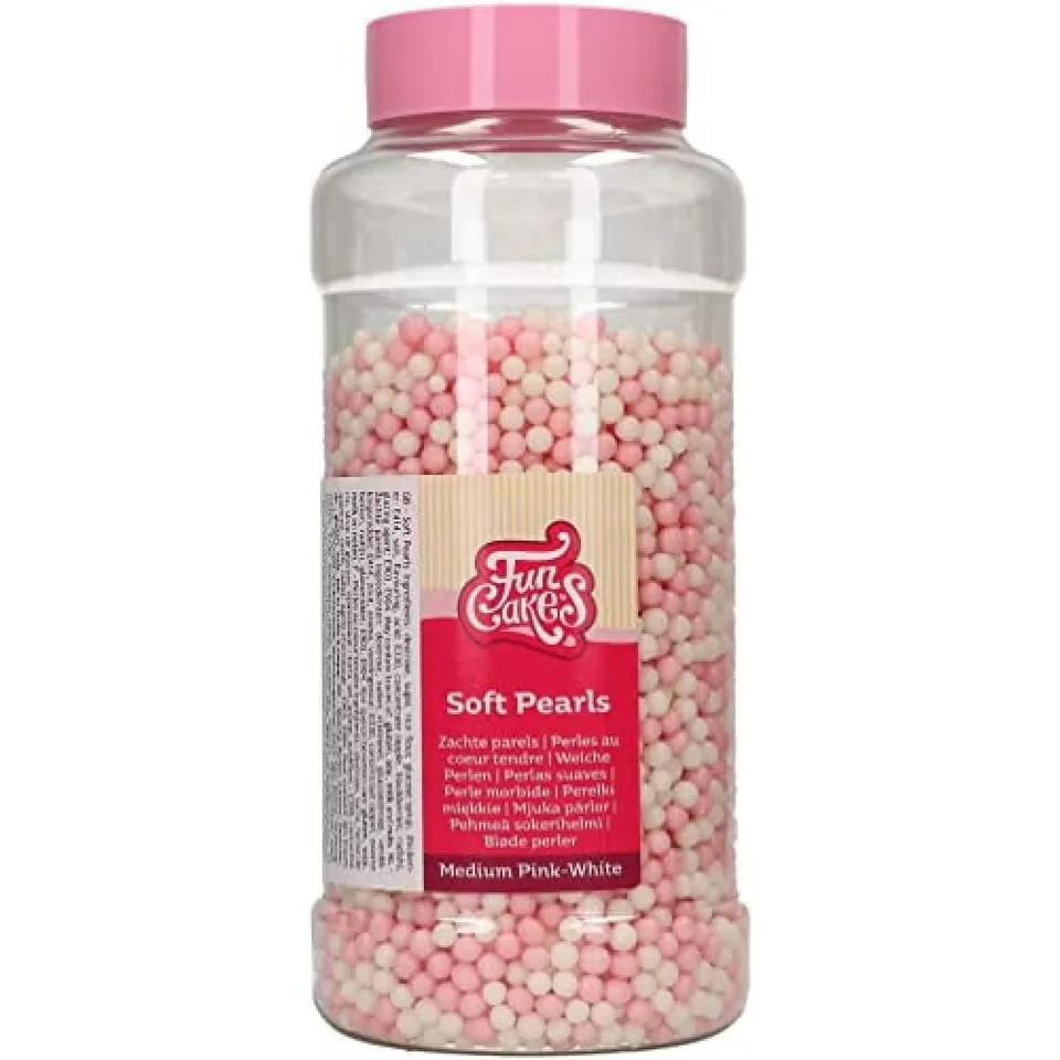 funcakes-soft-pearls-zuckerperlen-medium-rosa-white-500-g image 1