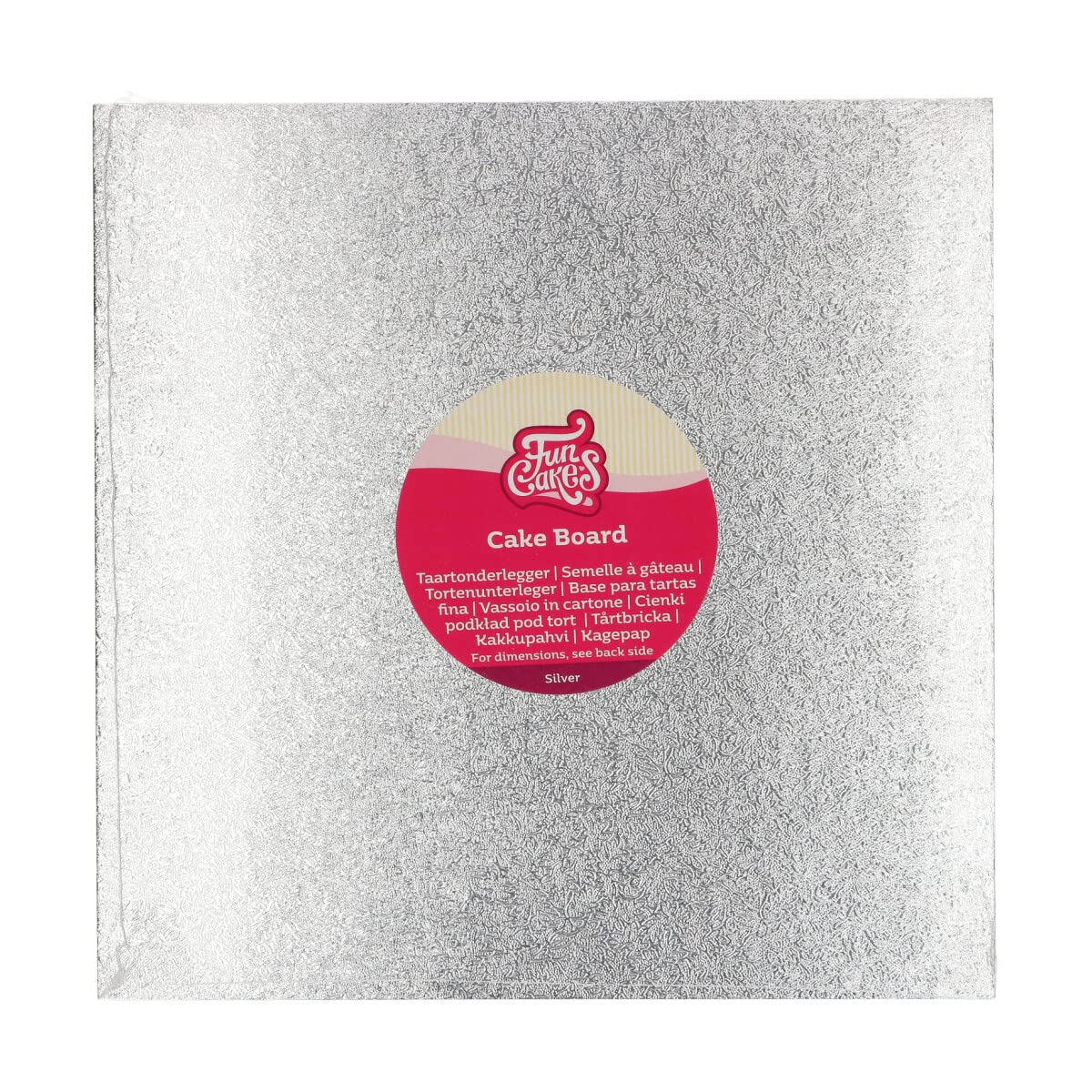 funcakes-cake-board-square-tortenunterlage-silber-27-5x27-5-cm image 1