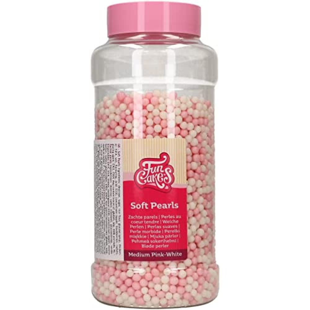 funcakes-soft-pearls-zuckerperlen-medium-rosa-white-500-g image 1