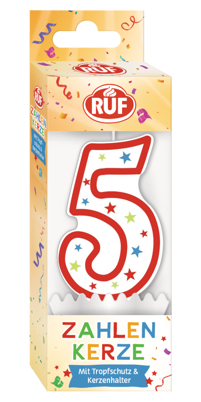 ruf-zahlenkerze-5-geburtstagskerze-mit-halter image 1