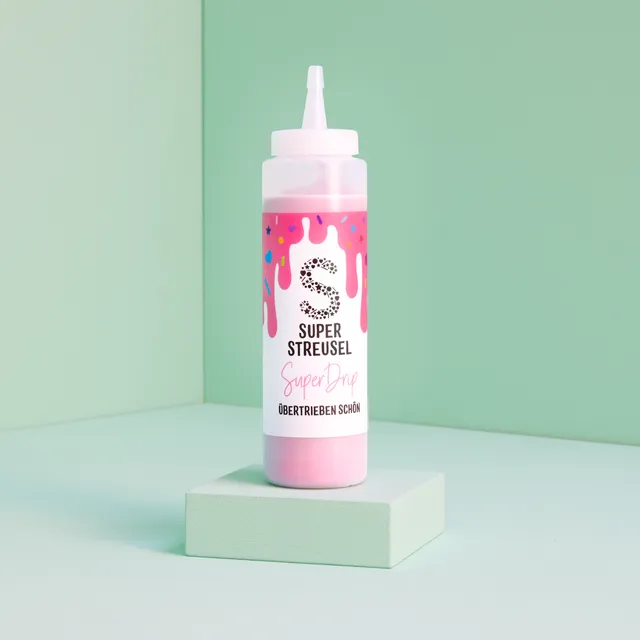 super-streusel-superdrip-rosa-kuchenglasur-in-der-flasche-mit-vanille-schoko-ges image 1