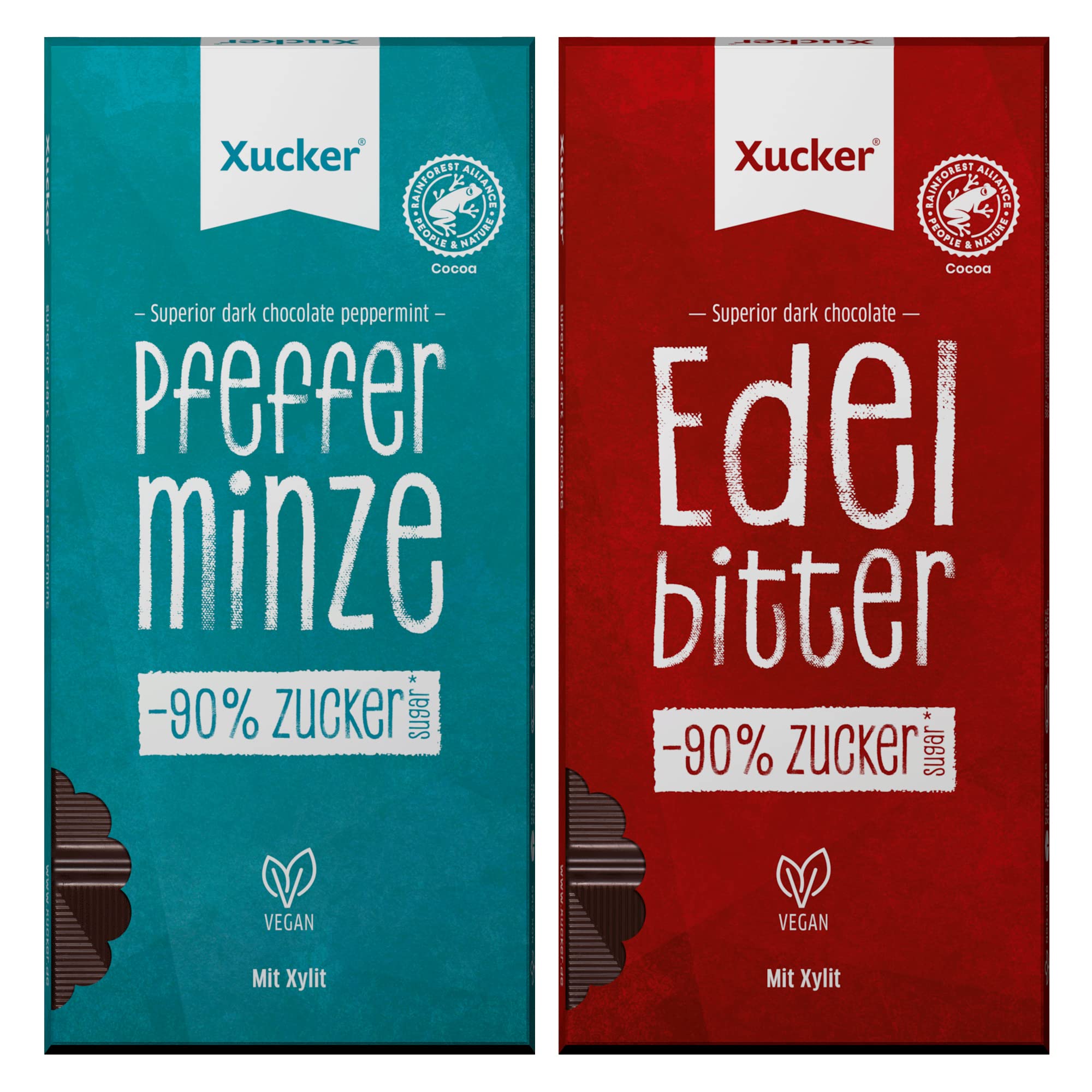 xucker-schokolade-mit-xylit-edelbitter-pfefferminz-2x80-g image 1
