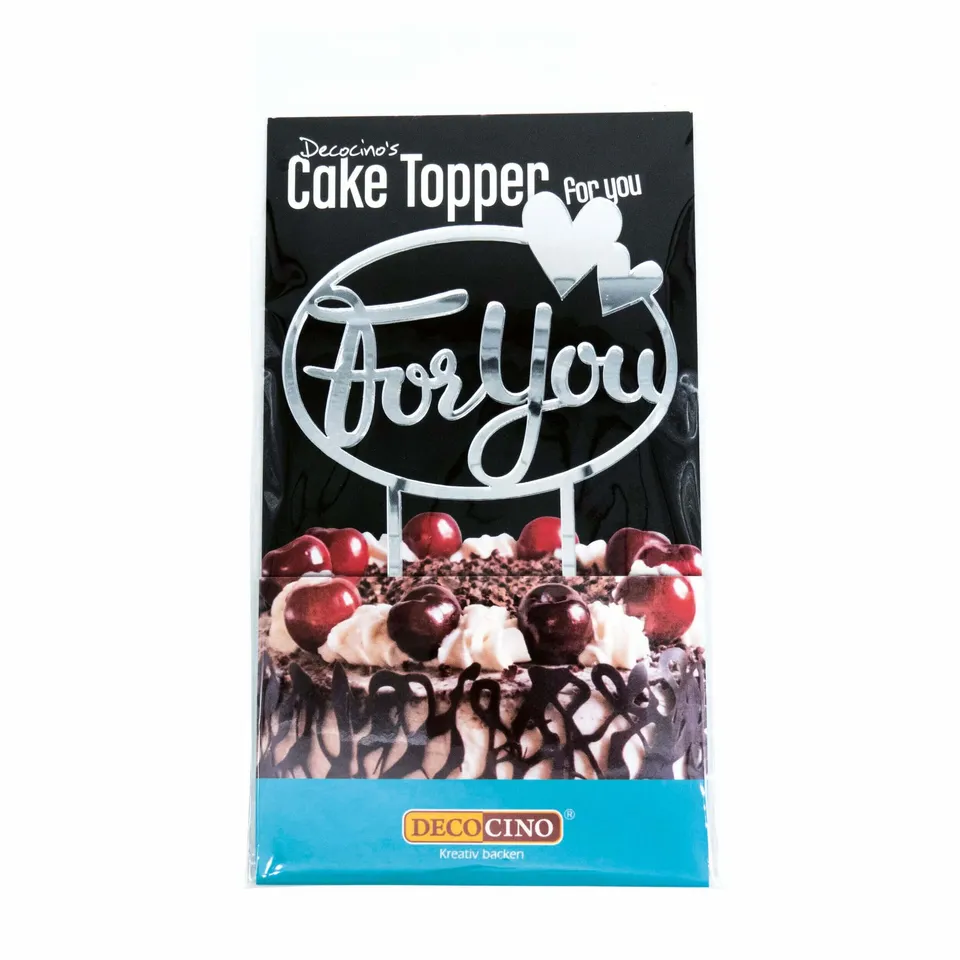 decocino-cake-topper-for-you-tortenstecker-aus-acryl-in-spiegel-silber image 1