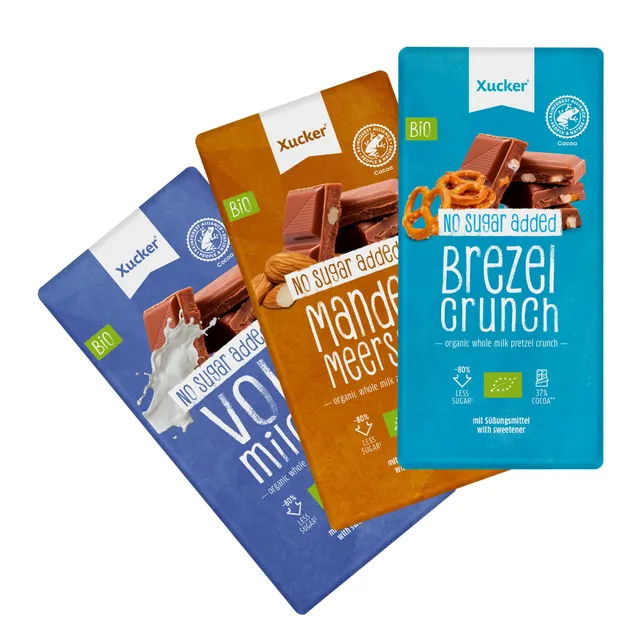 xucker-bio-schokoladen-set-zuckerfrei-3-x-100-g-mandel-meersalz-brezel-crunch-vo image 1