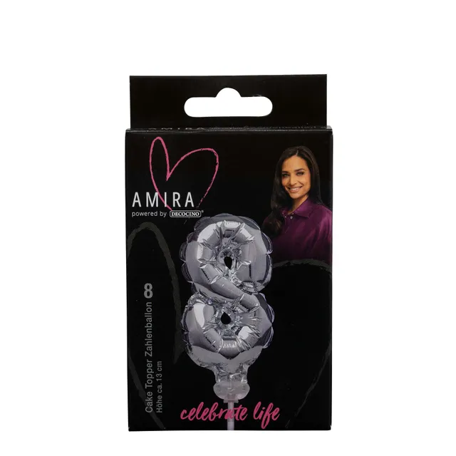 decocino-amira-zahlenballon-8-silber-cake-topper-tortendeko image 1