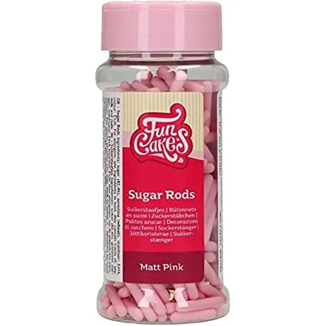 funcakes-matte-sugar-rods-xl-pink-70-g-zuckerstreusel-stangen image 1