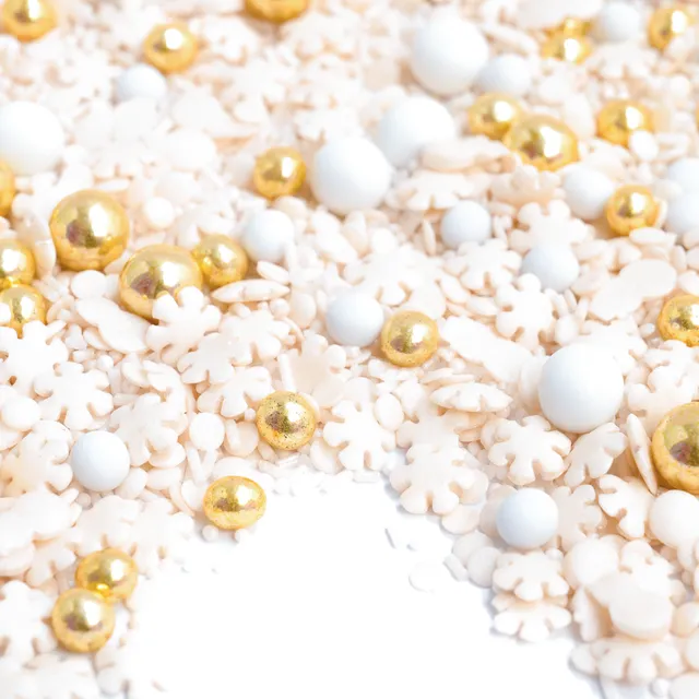 super-streusel-wei-eweihnacht-streuselmix-wei-gold-winter-mix-mit-schneeflocken image 1