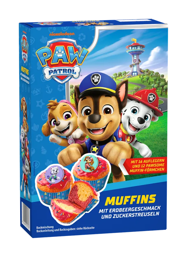 ruf-paw-patrol-muffins-backmischung-erdbeere-mit-roter-glasur-f-r-12-muffins image 1