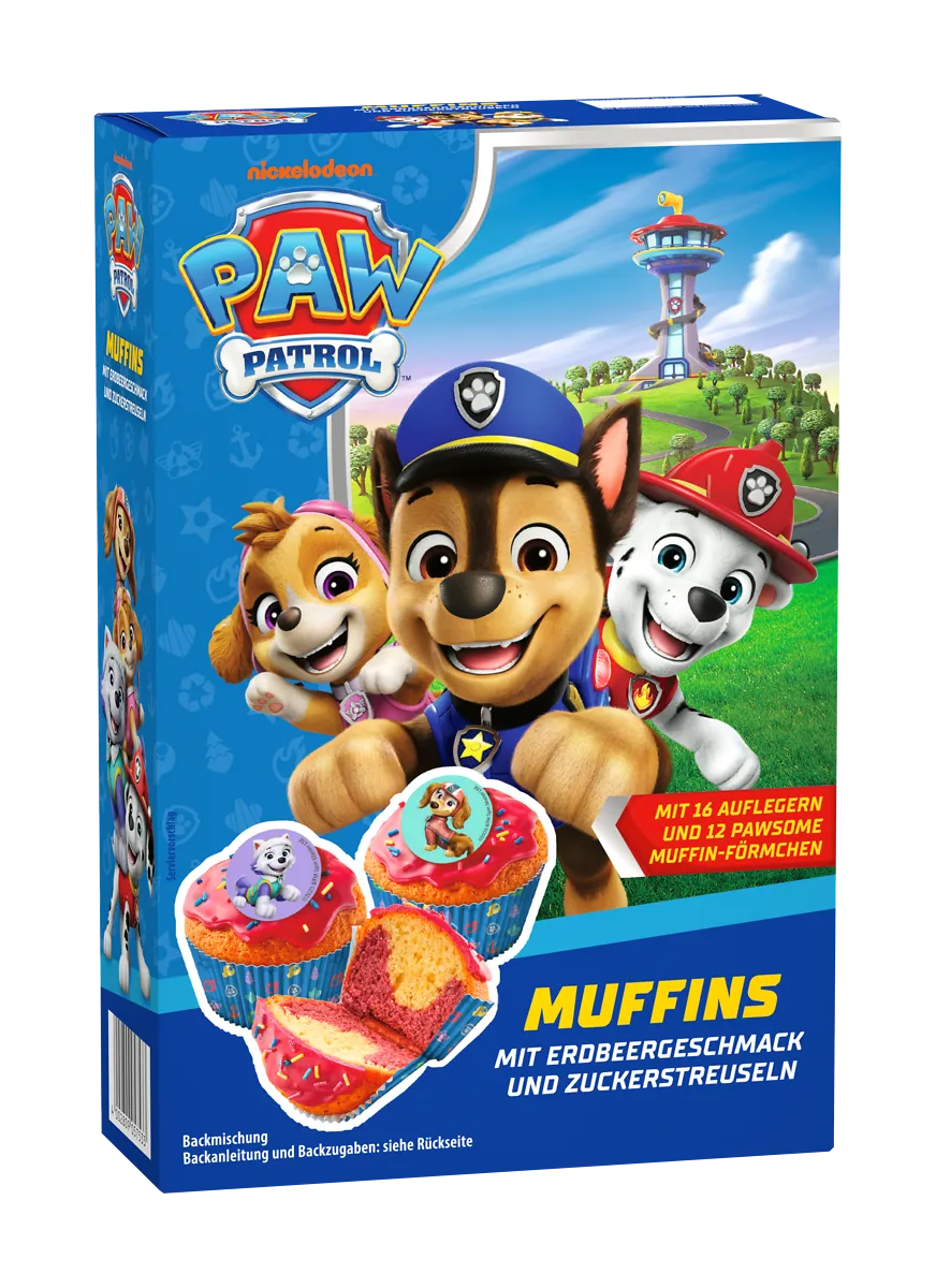 ruf-paw-patrol-muffins-backmischung-erdbeere-mit-roter-glasur-f-r-12-muffins image 1