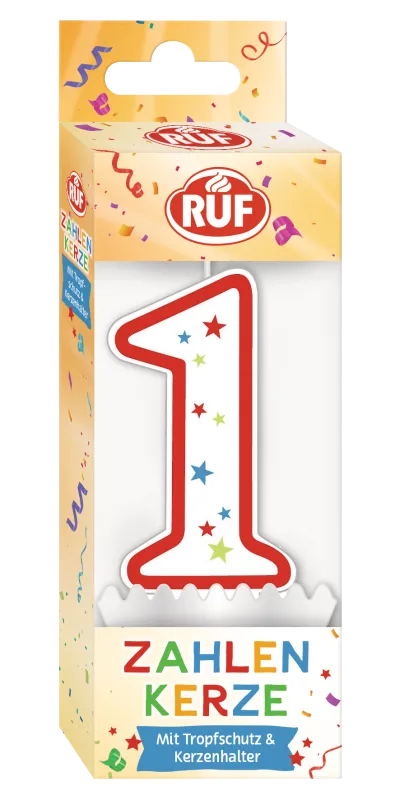 ruf-zahlenkerze-1-geburtstagskerze-mit-halter-und-tropfschutz image 1