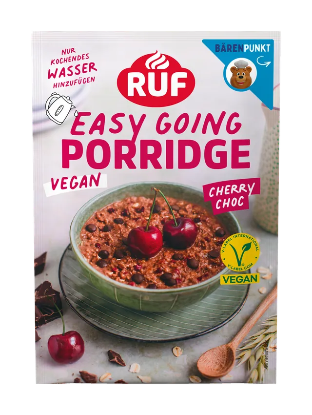 ruf-porridge-cherry-choc-vegan-instant-haferbrei-kirsche-zartbitter image 1