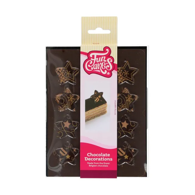funcakes-chocolate-decorations-schokofiguren-bronze-gold-stars-12-st-ck image 1