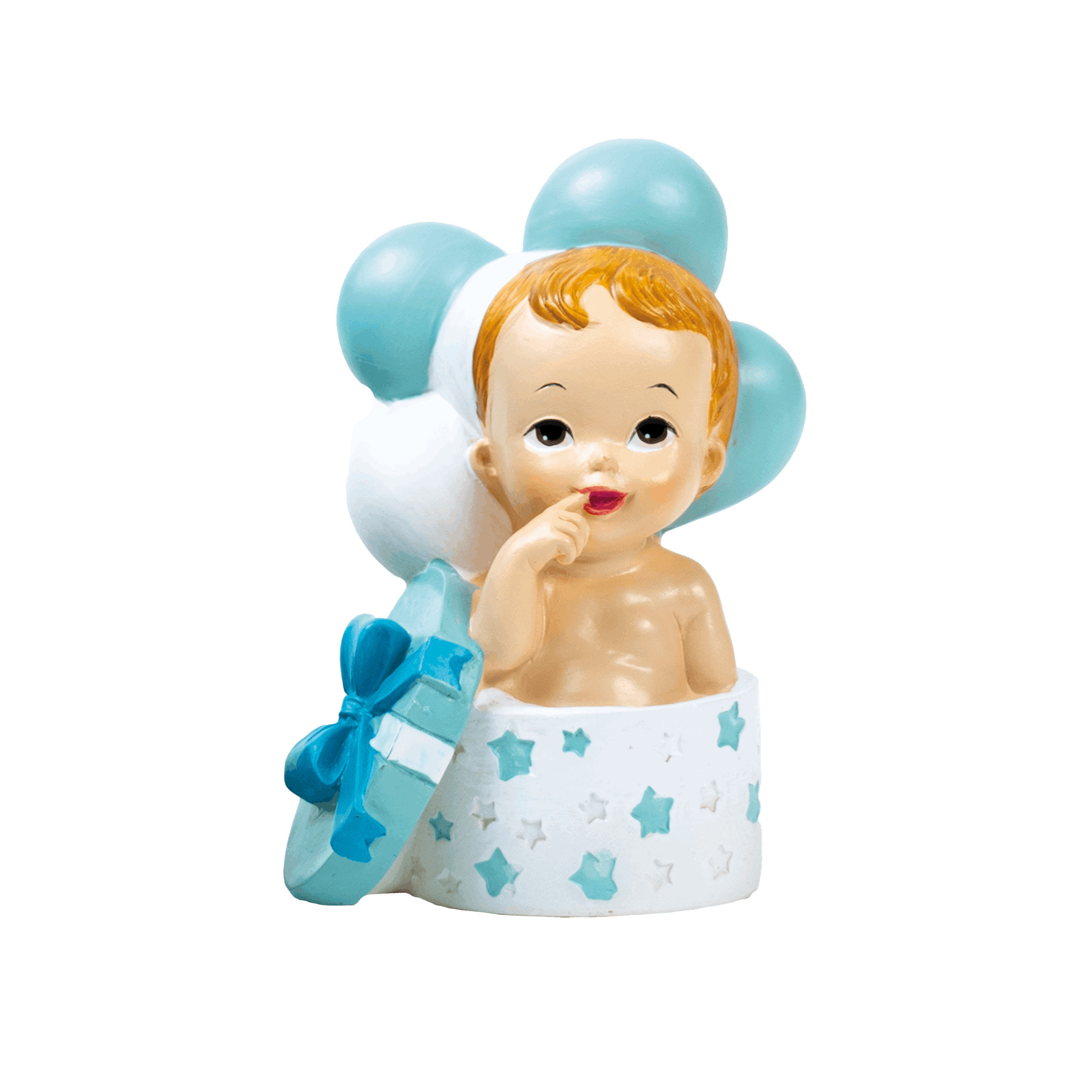 decocino-tortenfigur-baby-junge-im-geschenk-10-cm-taufe-deko-aus-polyresin image 1