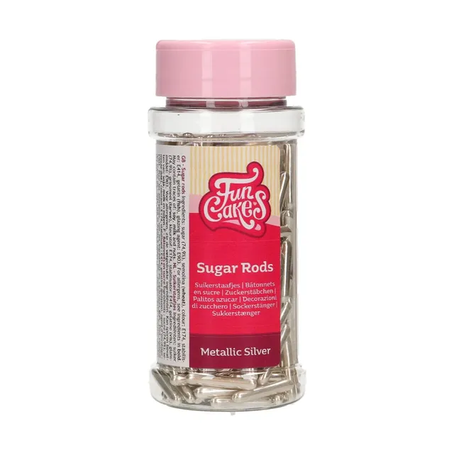 funcakes-metallic-sugar-rods-xl-zuckerstreusel-silver-70-g image 1
