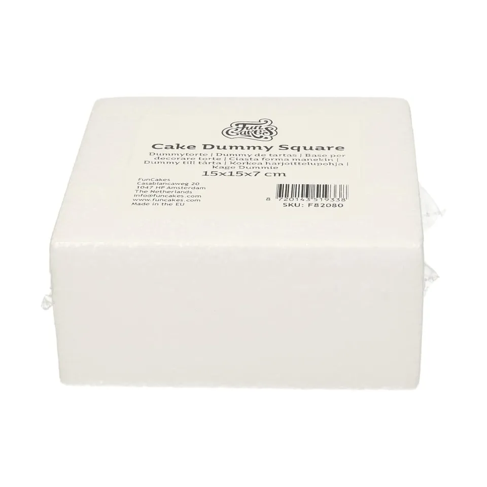 funcakes-cake-dummy-square-styropor-torte-15x15x7-cm image 1