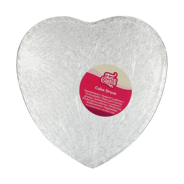 funcakes-cake-drum-herz-silber-27-5-cm-stabile-tortenunterlage-12-mm image 1