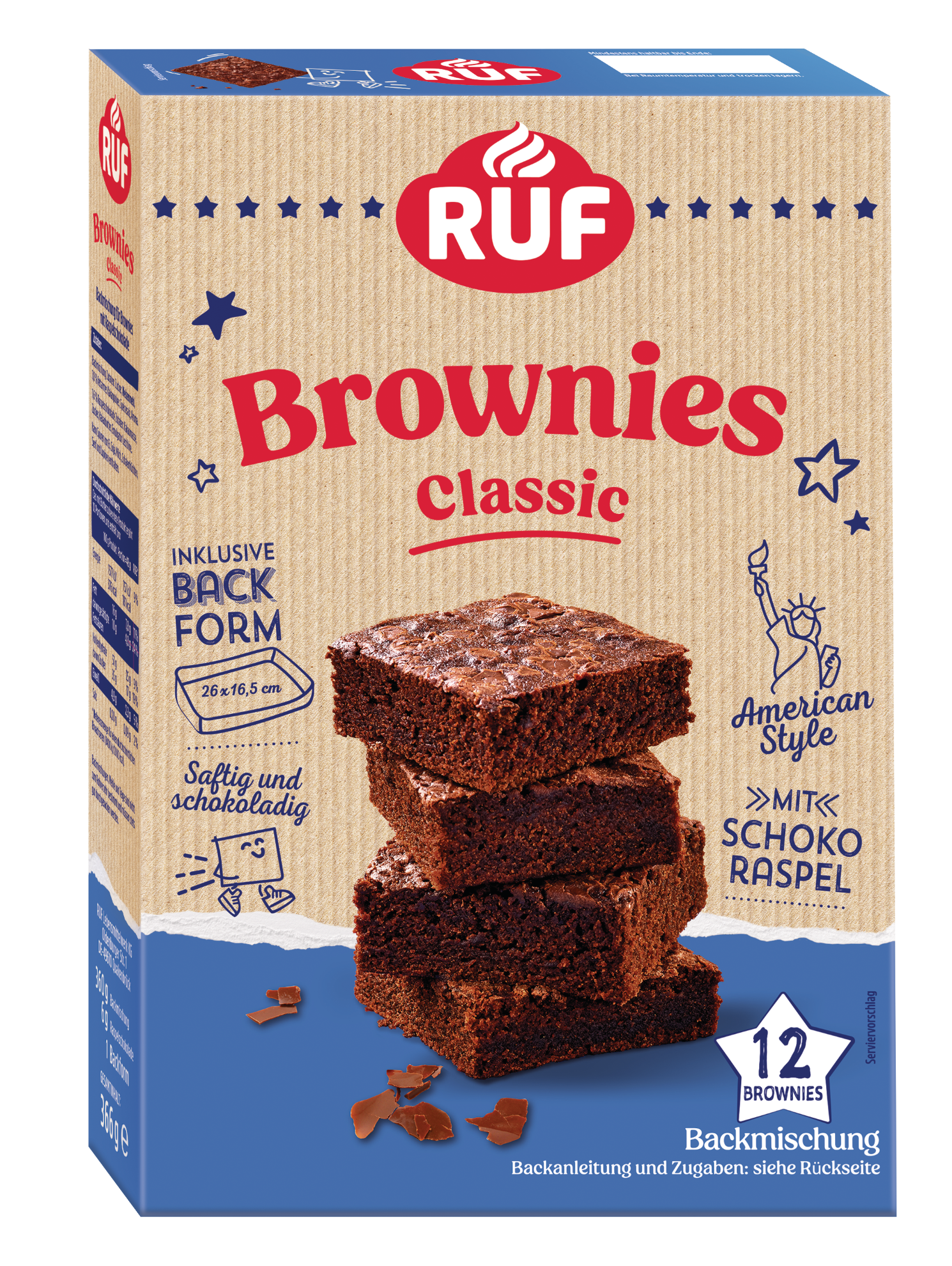 ruf-brownies-classic-schoko-backmischung-mit-backform image 1
