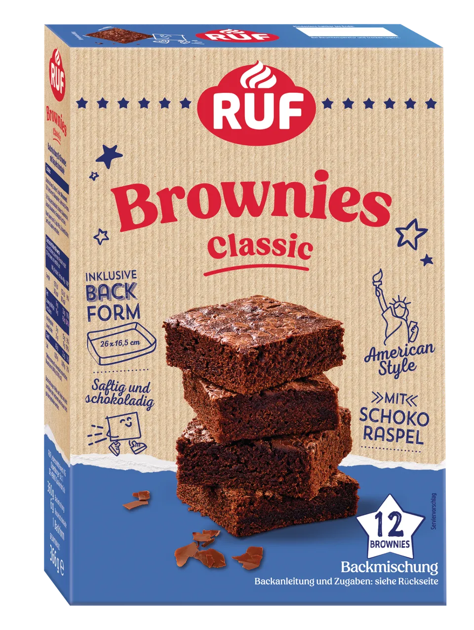 ruf-brownies-classic-schoko-backmischung-mit-backform image 1