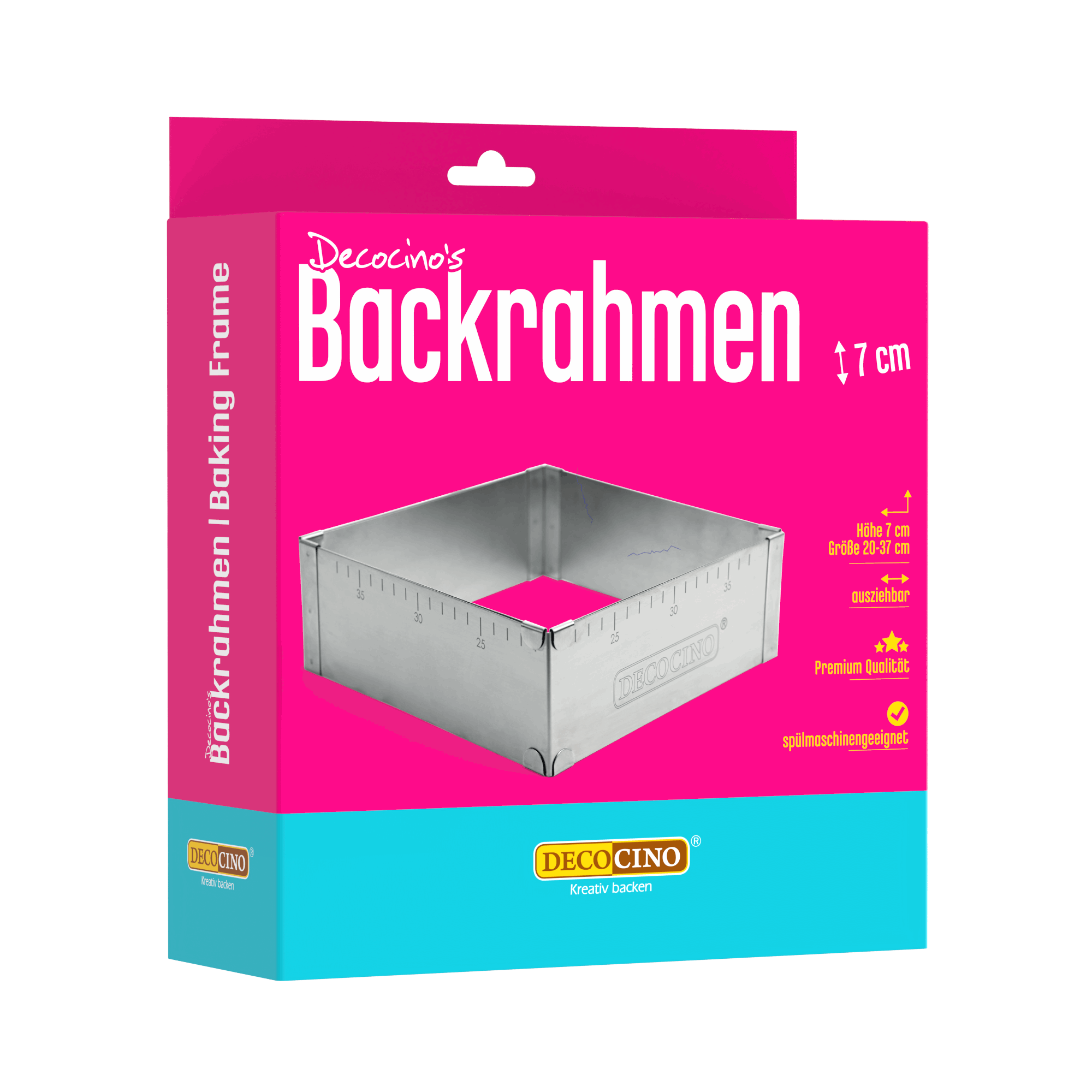 decocino-backrahmen-7cm-h-he-verstellbarer-rechteckiger-tortenrahmen-20-37-cm image 1