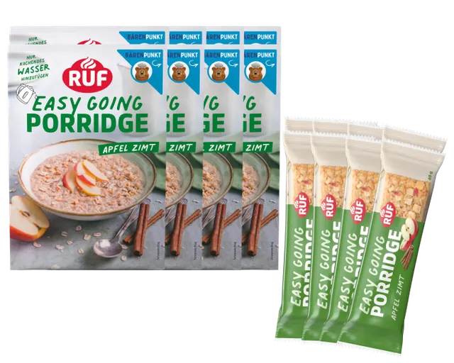 ruf-apfel-zimt-porridge-riegel-16-st-ck-8x-porridge-beutel-8x-riegel image 1