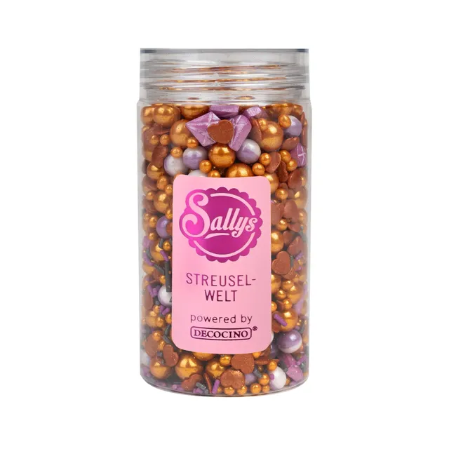 decocino-zuckerstreusel-royal-treasure-by-sally-130g-gold-violett-mix image 1
