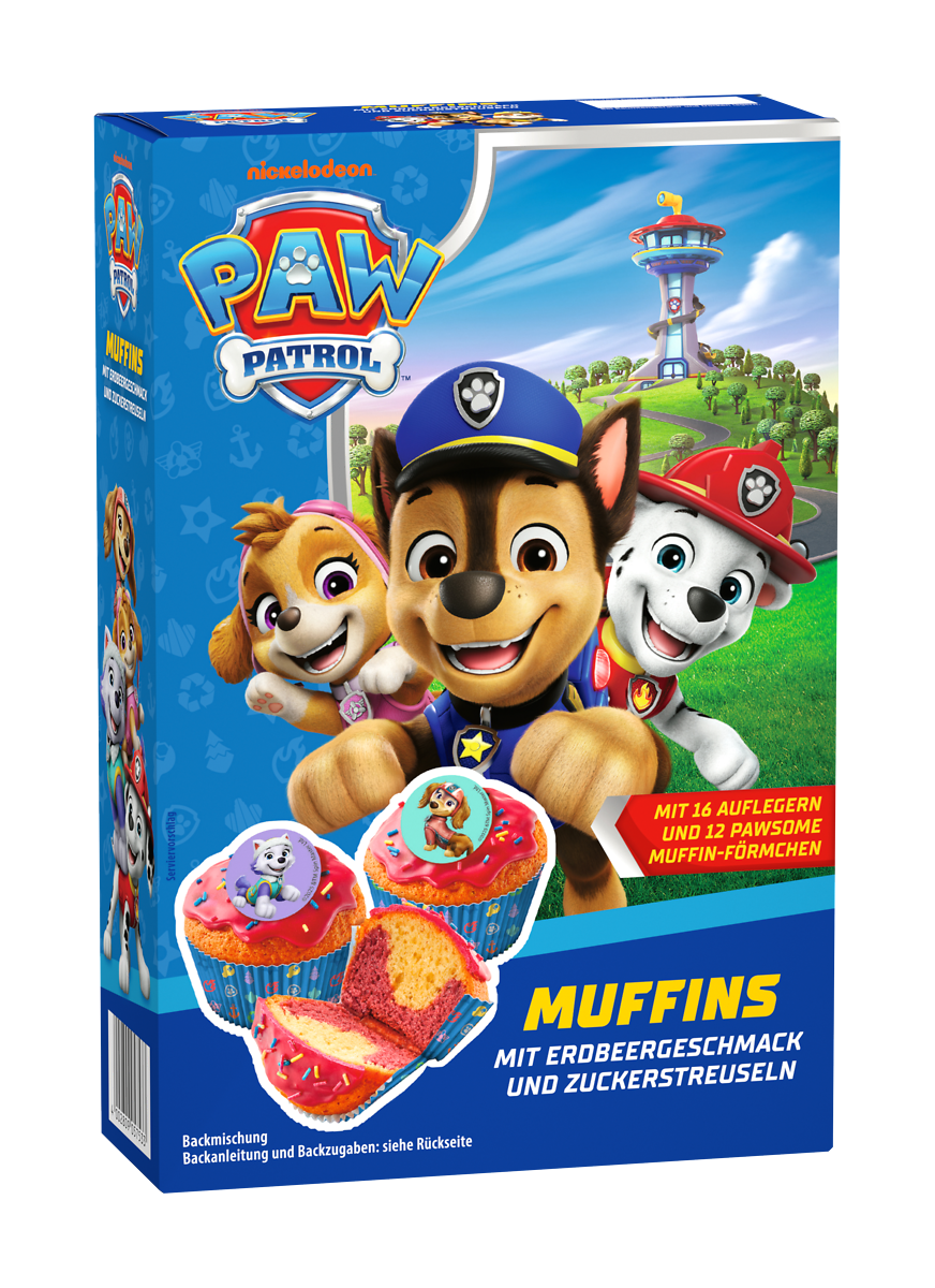ruf-paw-patrol-muffins-backmischung-erdbeere-mit-roter-glasur-f-r-12-muffins image 1