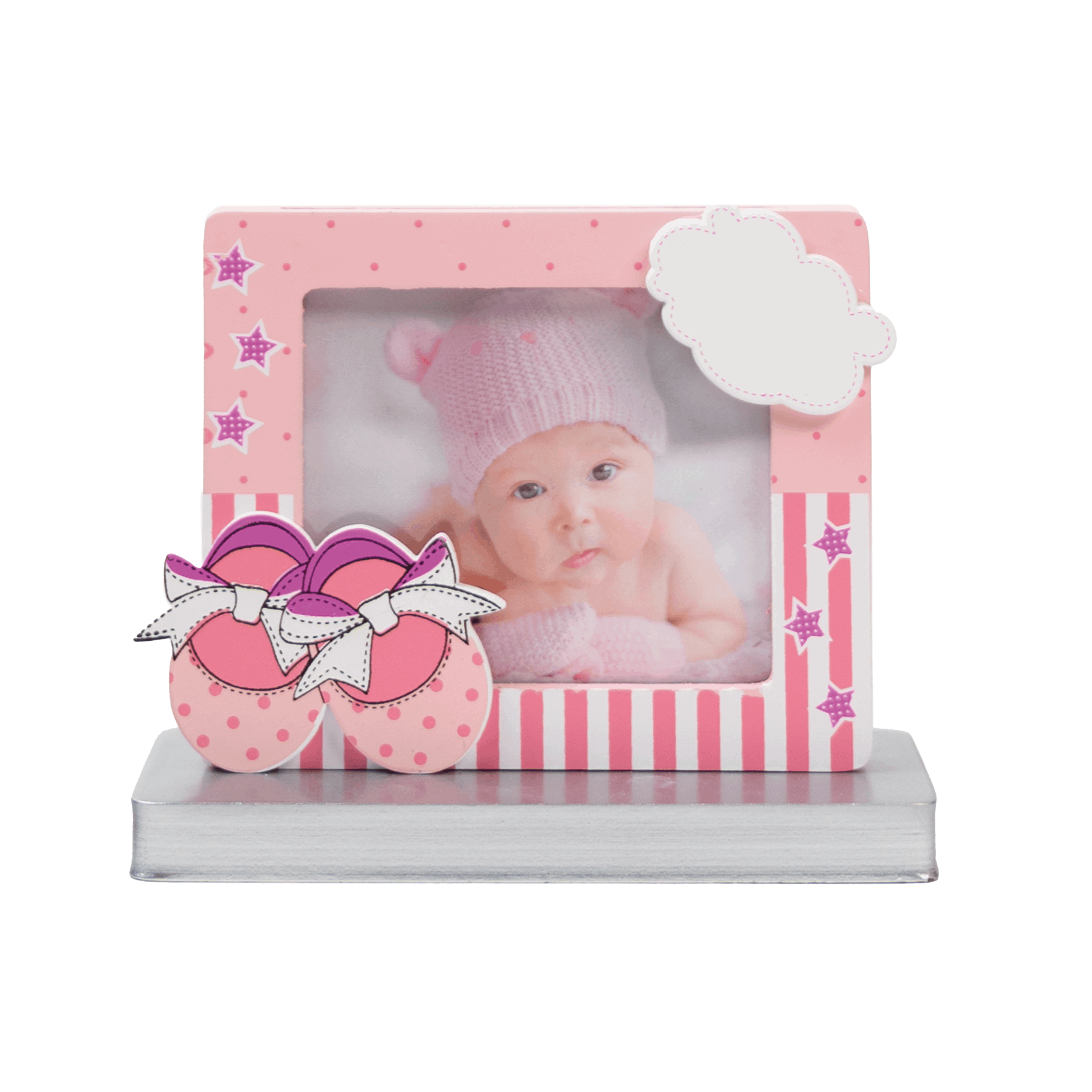 decocino-tortendeko-bilderrahmen-baby-m-dchen-12cm-x-12cm-rosa image 1
