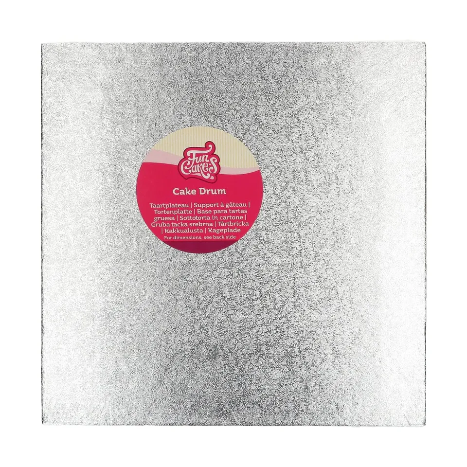 funcakes-cake-drum-square-tortenunterlage-silber-30-5-cm image 1