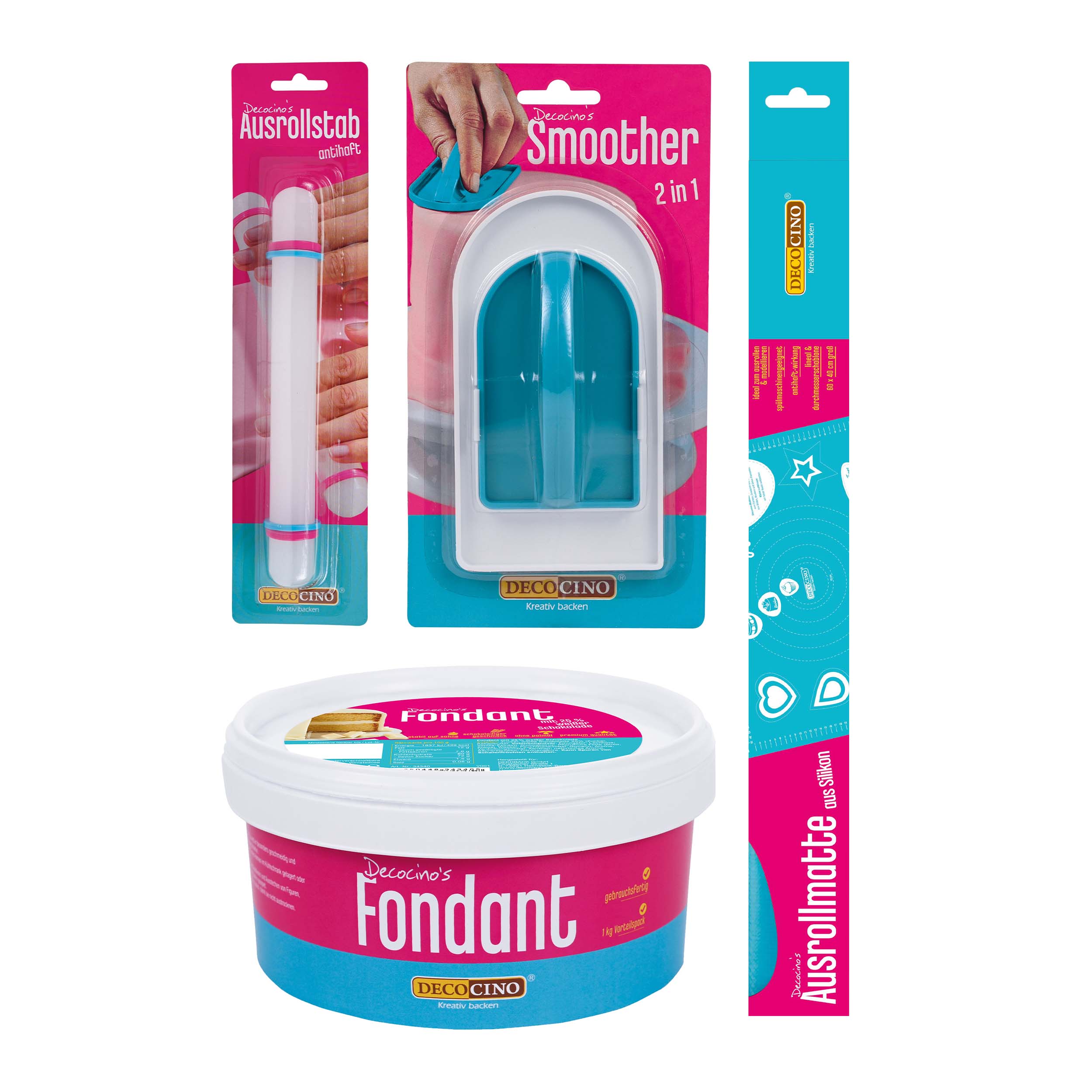 decocino-fondant-wei-1kg-mit-smoother-ausrollstab-und-ausrollmatte-4er-set image 1