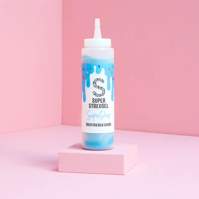 super-streusel-superdrip-blau-kuchenglasur-flasche image 1