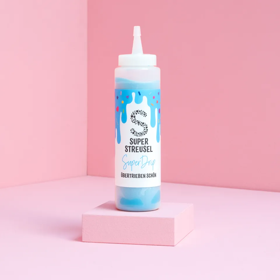 super-streusel-superdrip-blau-kuchenglasur-flasche image 1