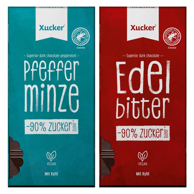 xucker-schokolade-mit-xylit-edelbitter-pfefferminz-2x80-g image 1