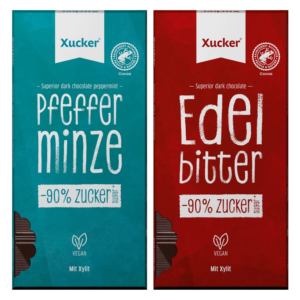 xucker-schokolade-mit-xylit-edelbitter-pfefferminz-2x80-g image 1