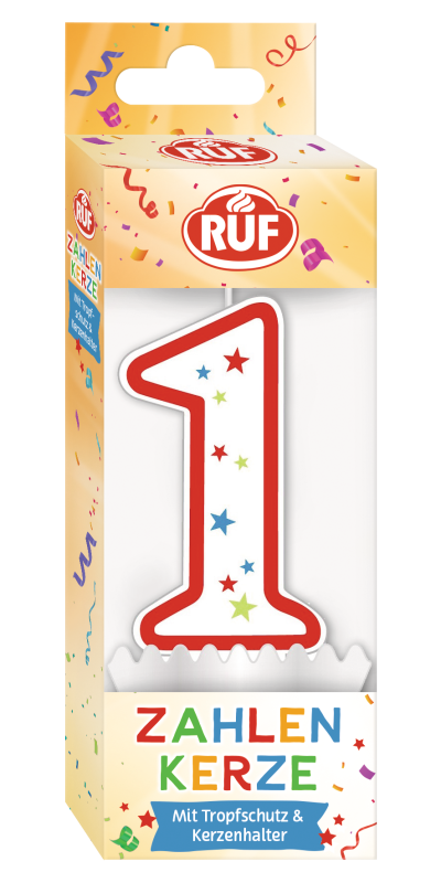 ruf-zahlenkerze-1-geburtstagskerze-mit-halter-und-tropfschutz image 1