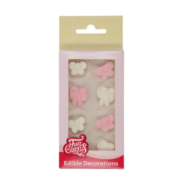 funcakes-zuckerdekoration-schleifen-wei-rosa-8-st-ck image 1