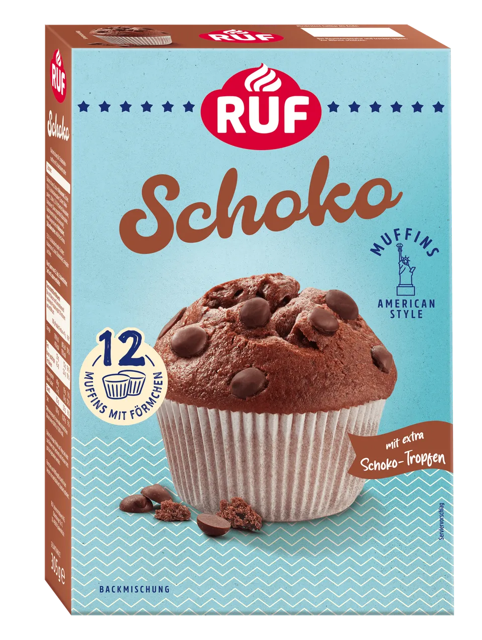 ruf-muffins-schoko-backmischung-american-style-mit-schokotropfen image 1