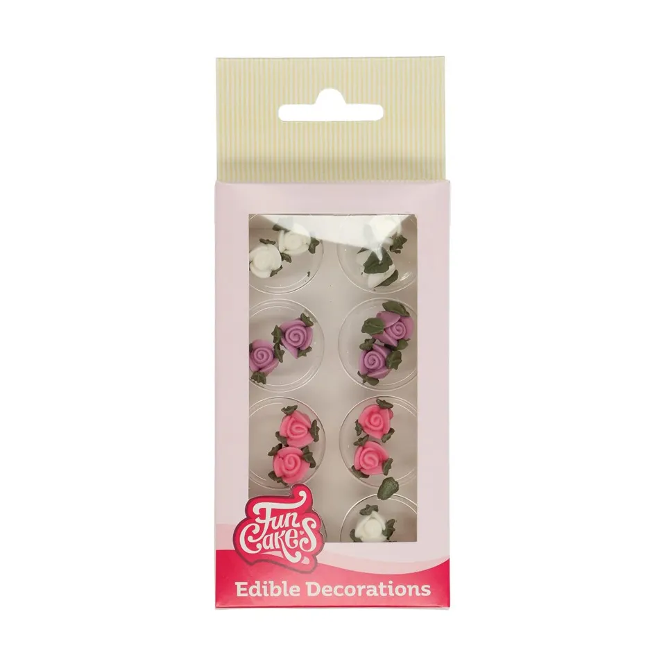 funcakes-zucker-dekorationen-rosen-mit-bl-ttern-set-16-st-ck image 1